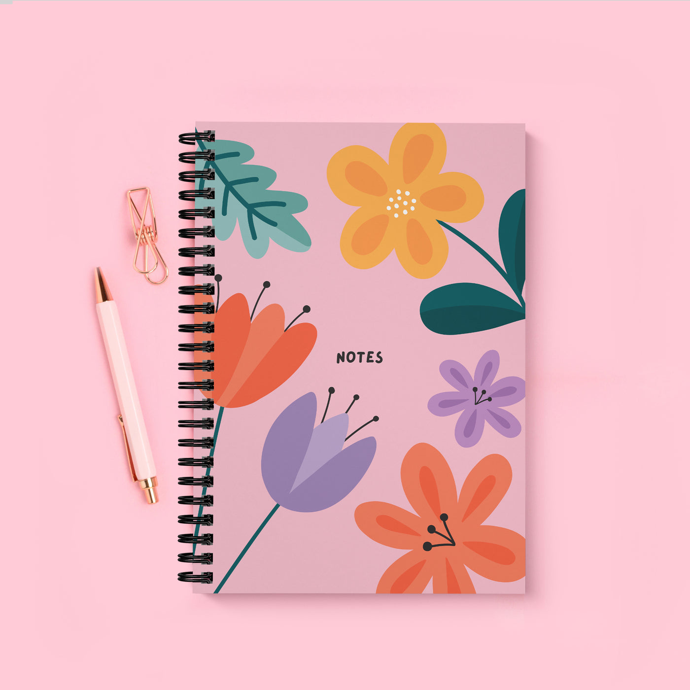 Bold Blooms Spiral Bound Notebook (A5)