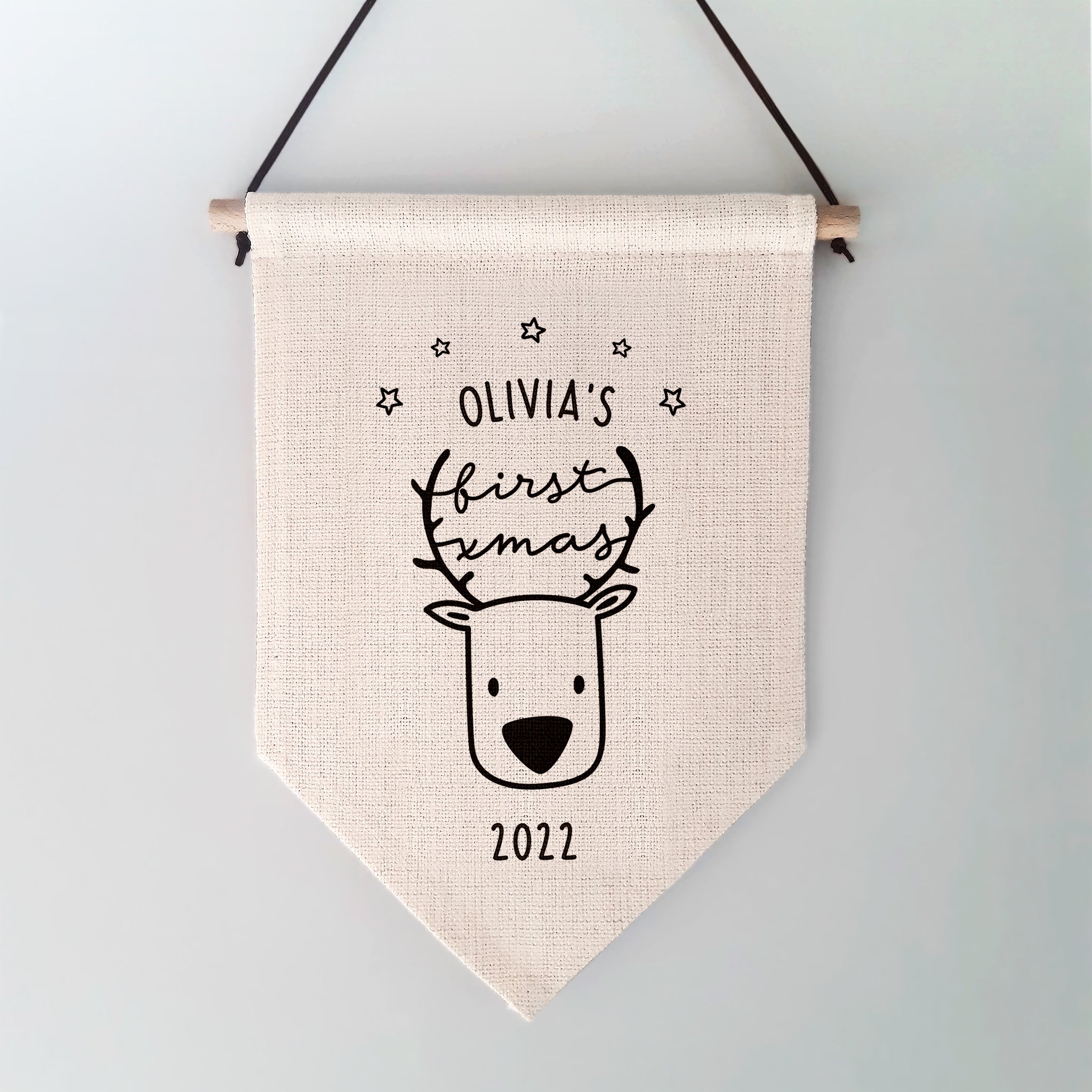Baby's First Christmas Personalised Children's Wall Hanging Inky in