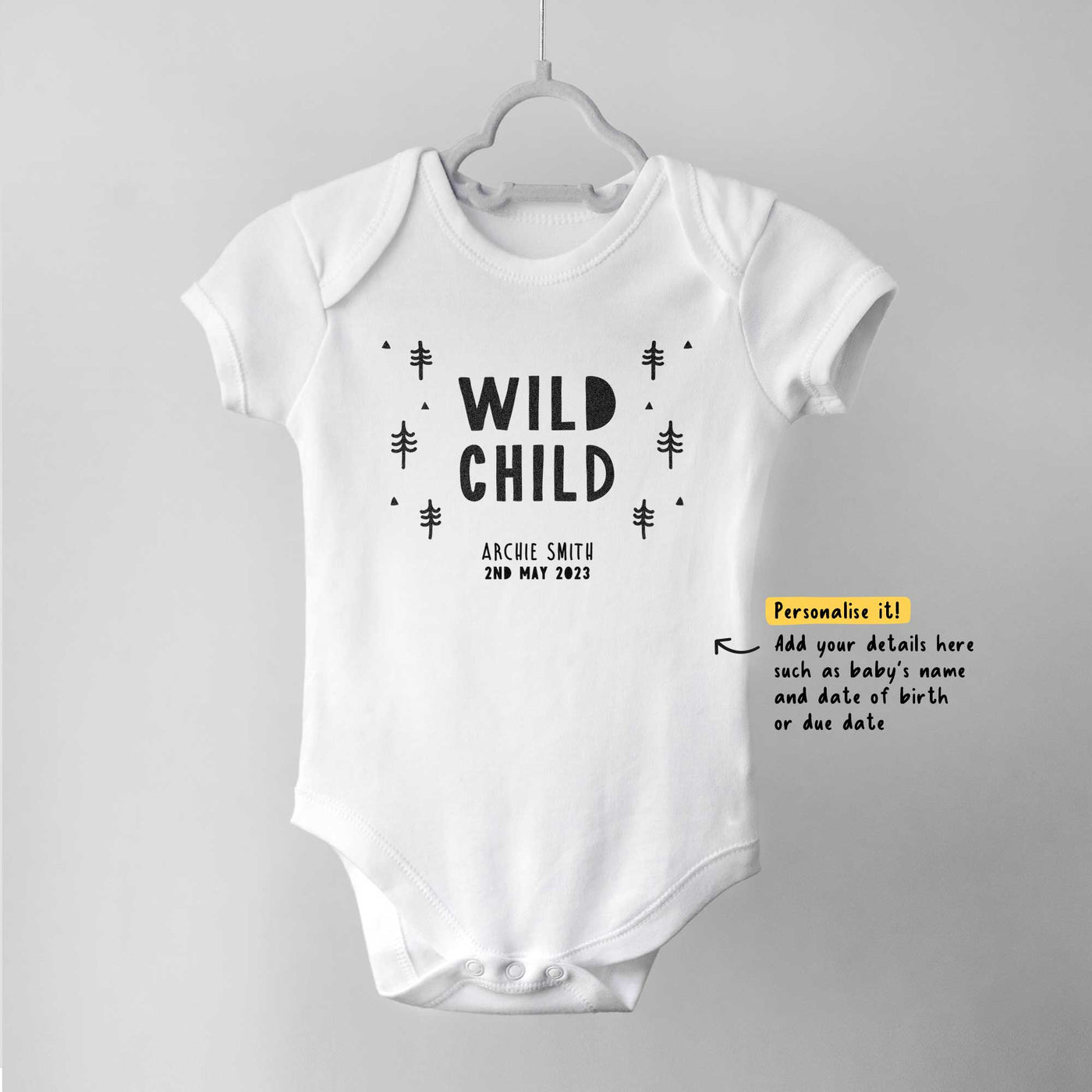 Wild Child Personalised Baby Bodysuit