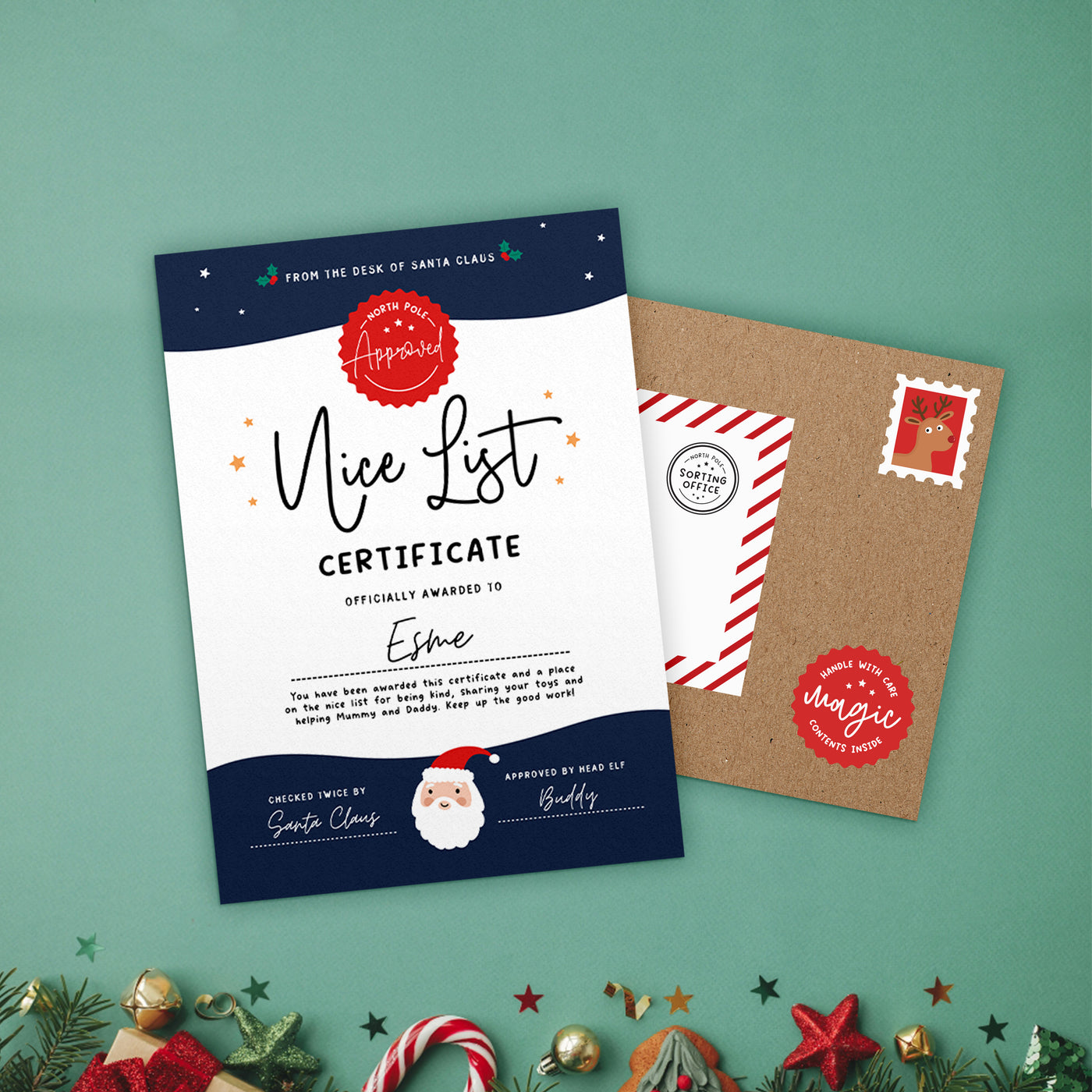 Santa's Nice List Official Certificate -  Starry Skies