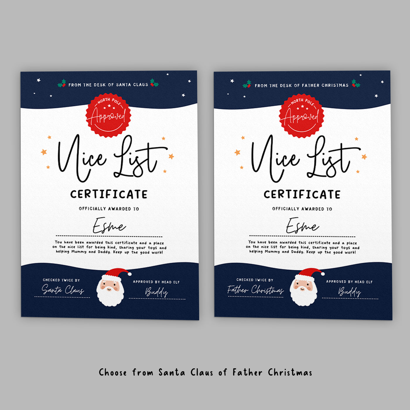 Santa's Nice List Official Certificate -  Starry Skies