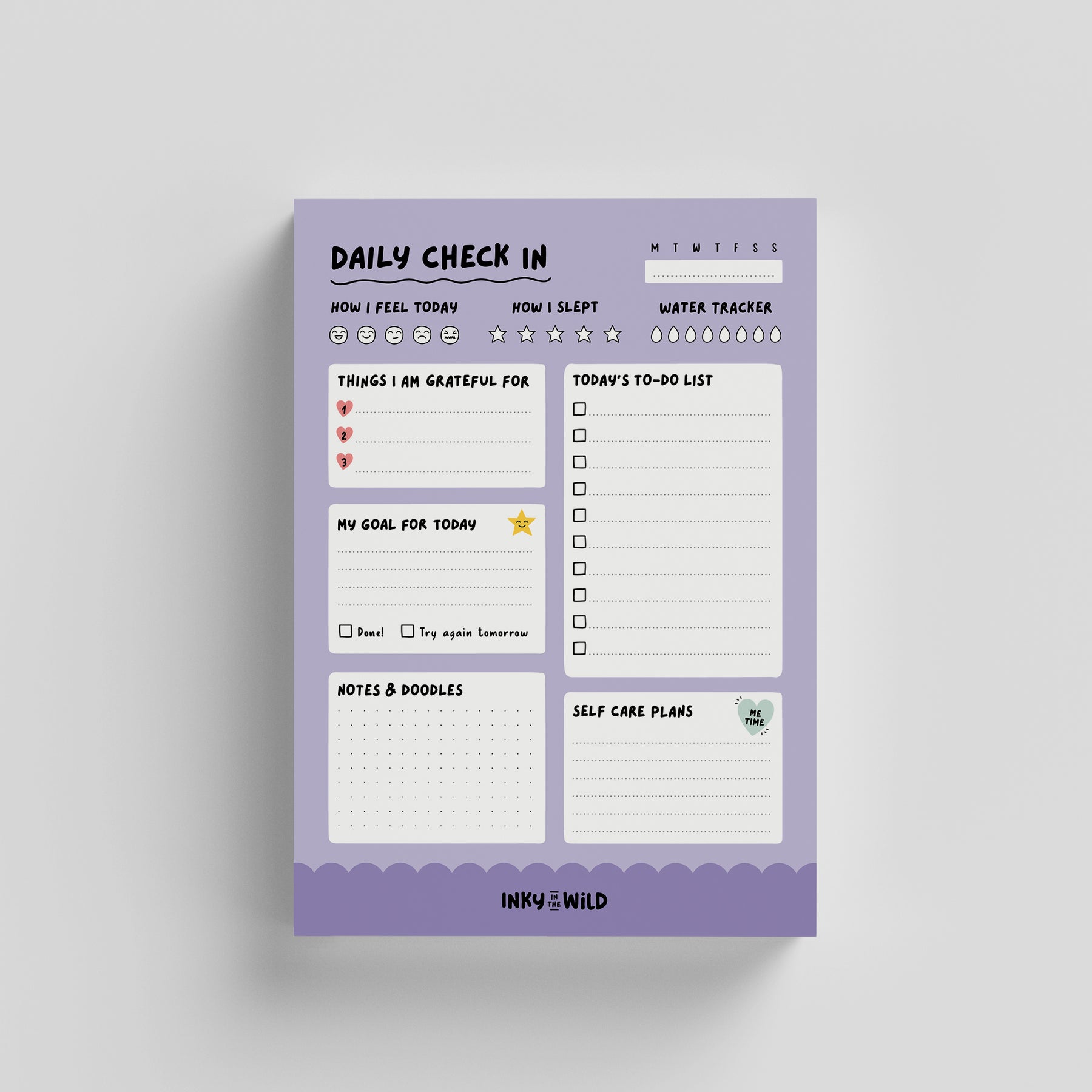 Daily Check In Notepad (A5) – Inky in the Wild