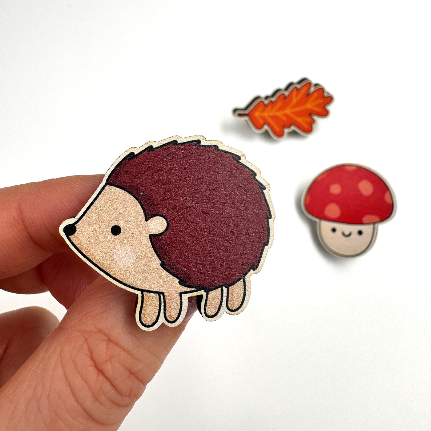 Autumn Wooden Pin or Magnet Set (x3)