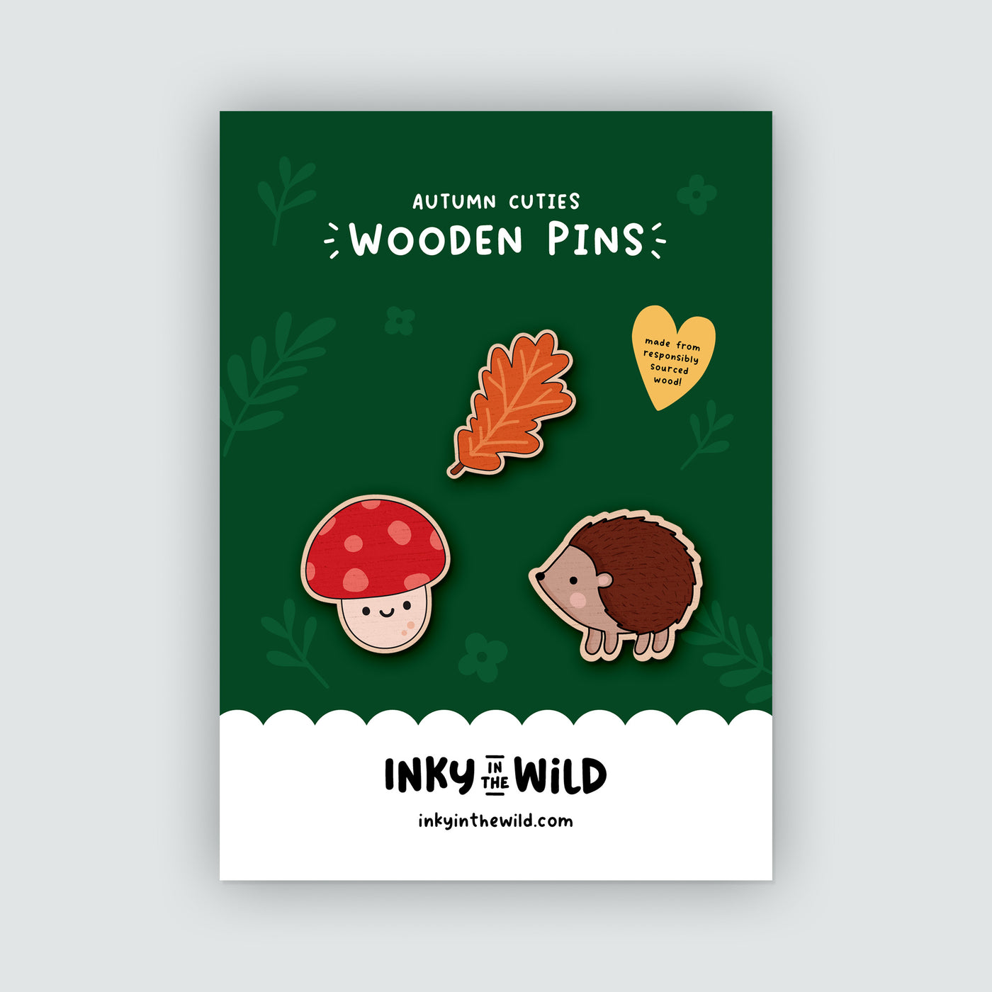 Autumn Wooden Pin or Magnet Set (x3)