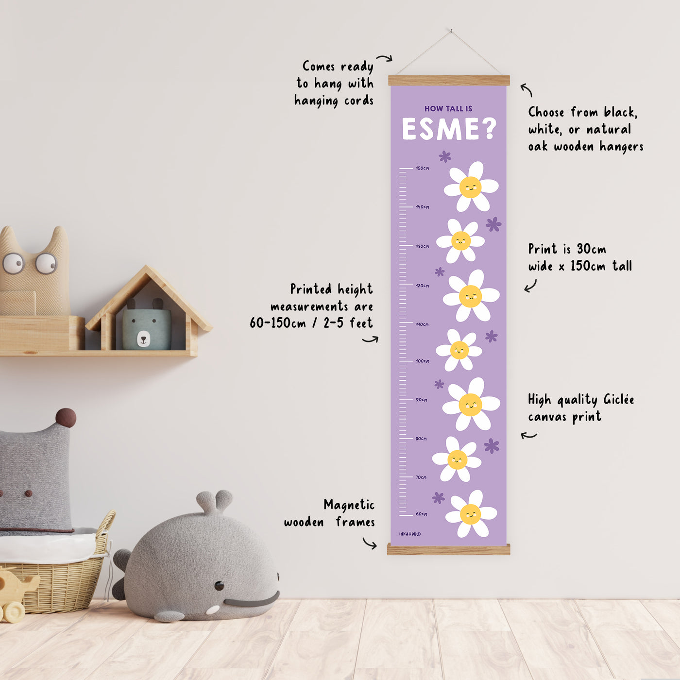 Lazy Daisies Personalised Children's Height Chart