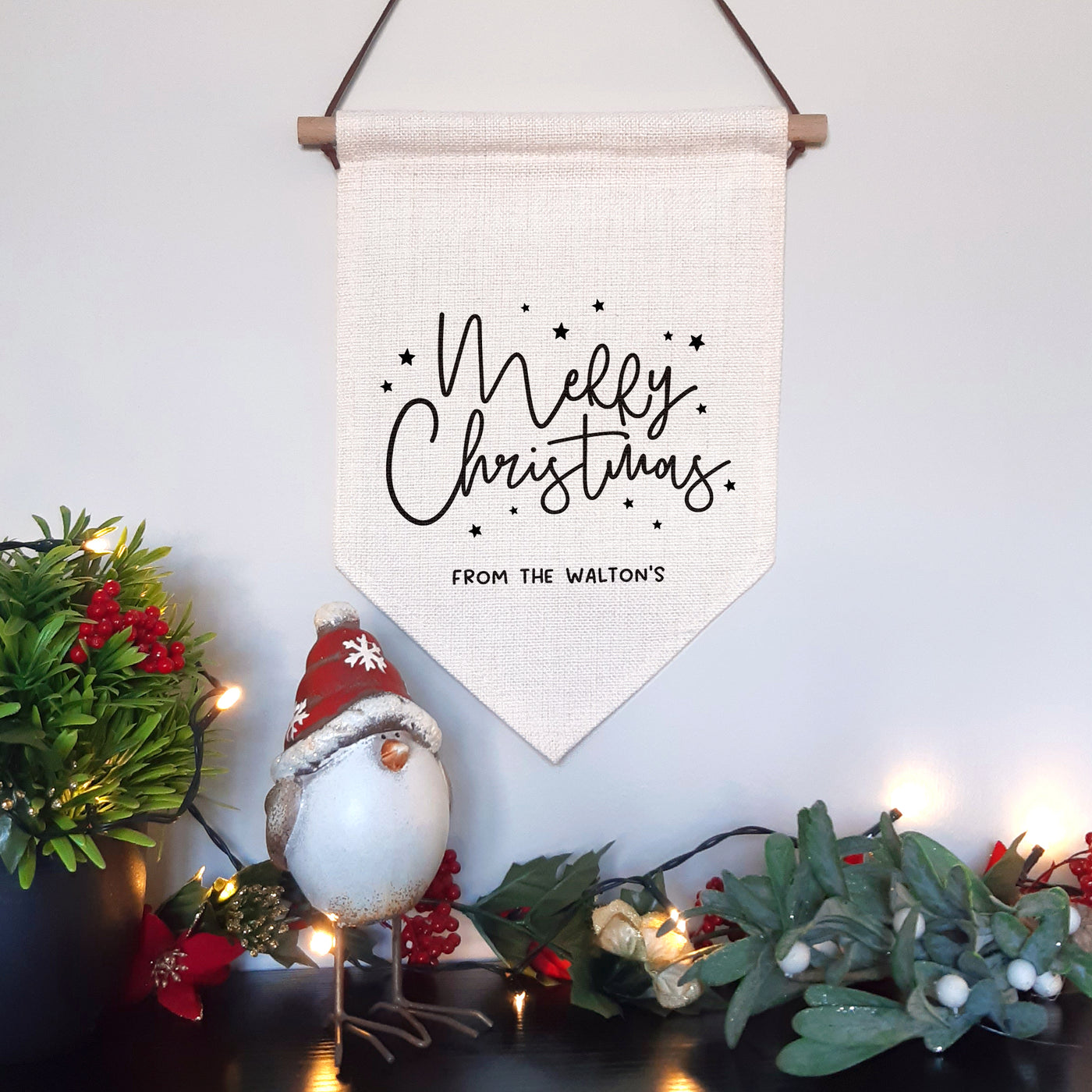 Merry Christmas Personalised Christmas Wall Hanging