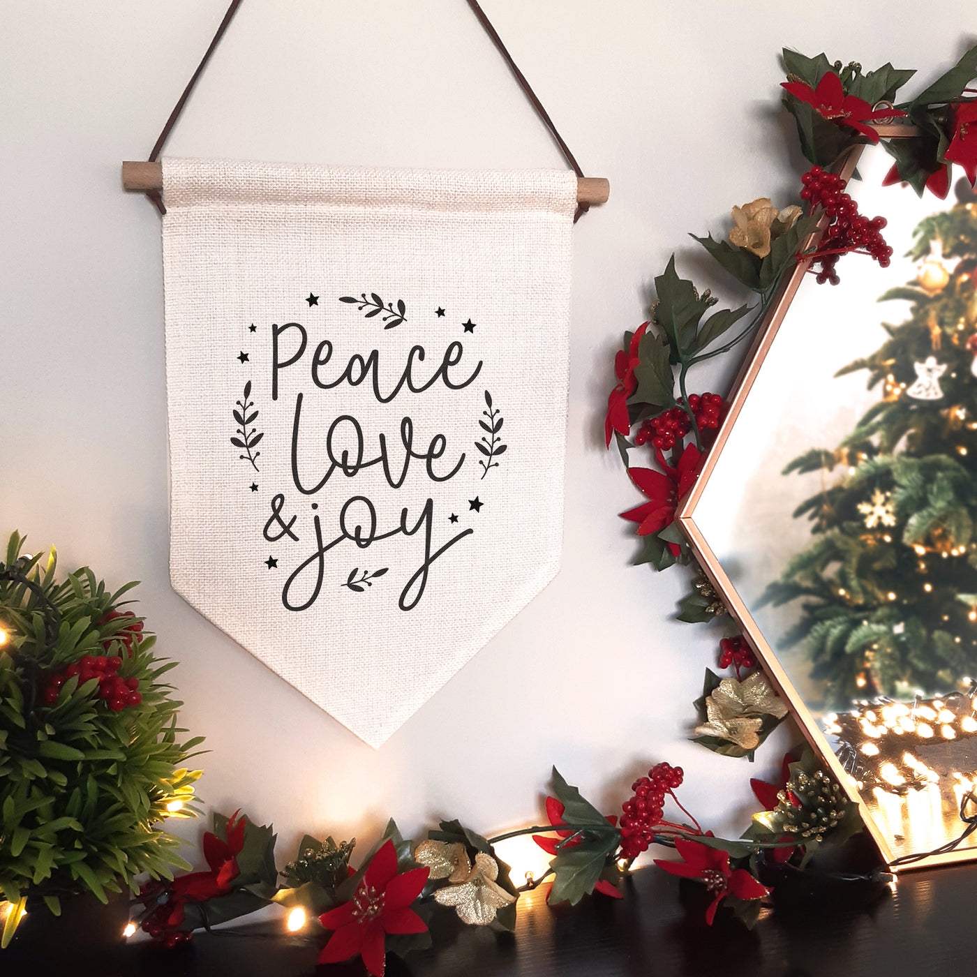 Peace Love & Joy Christmas Wall Hanging