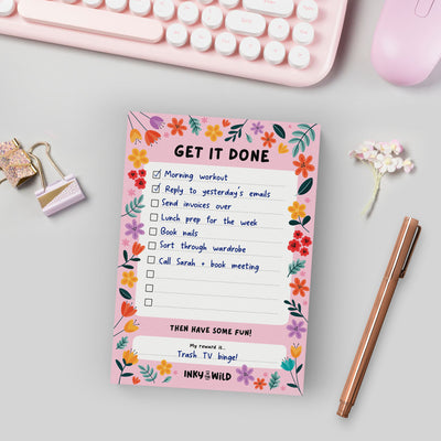 Floral Get It Done Notepad (A6)