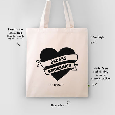 Personalised Badass Bridesmaid Cotton Tote Bag