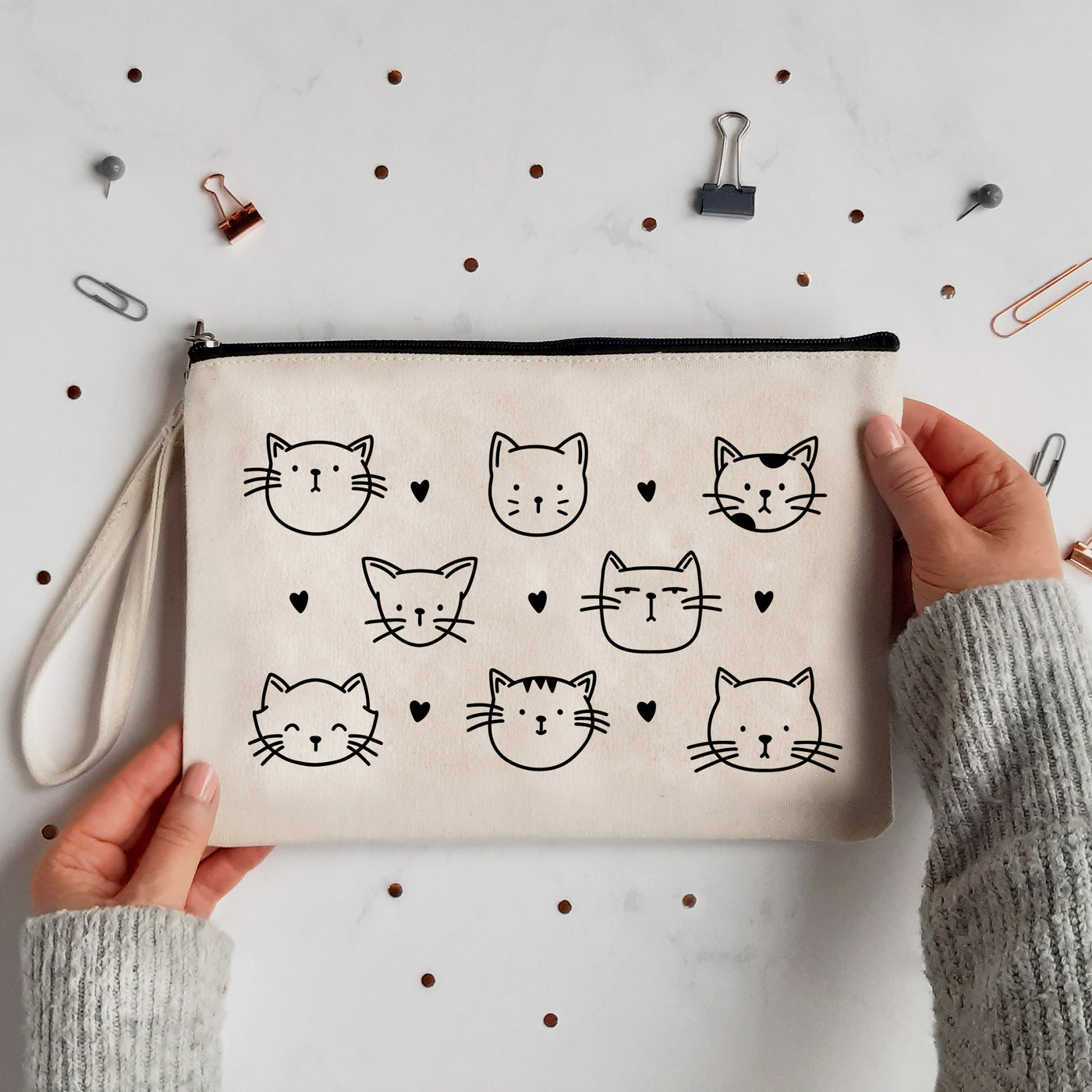 Cat Pattern Canvas Pouch
