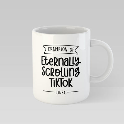 Champion of Eternally Scrolling TikTok Personalised Mug