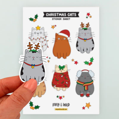 Cats at Christmas Sticker Sheet (A5)