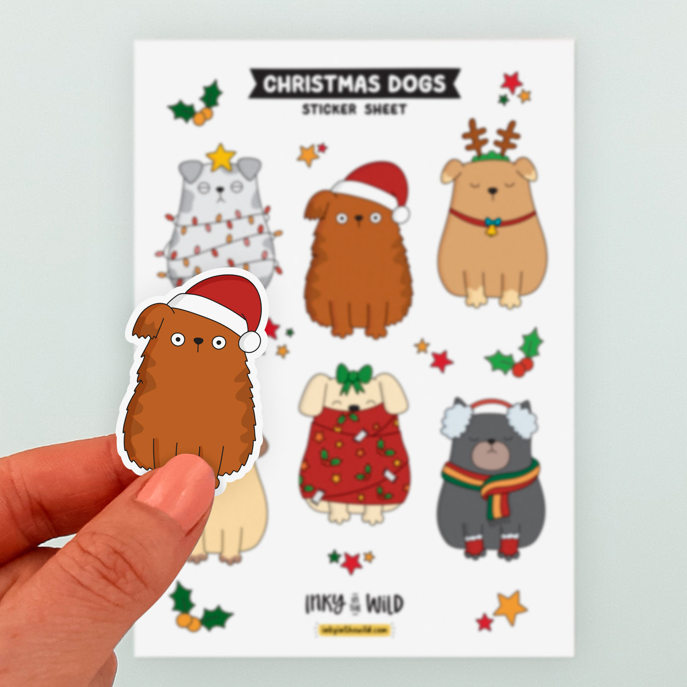 Dogs at Christmas Sticker Sheet (A5)