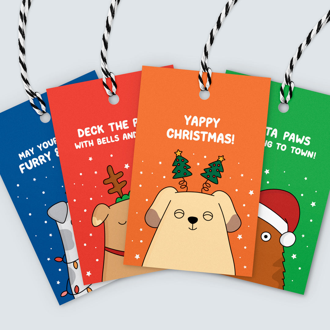 Dogs at Christmas Gift Tags 4 pack Inky in the Wild