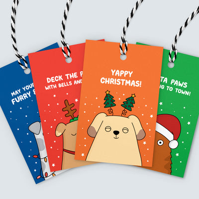 Dogs at Christmas Gift Tags (4 pack)