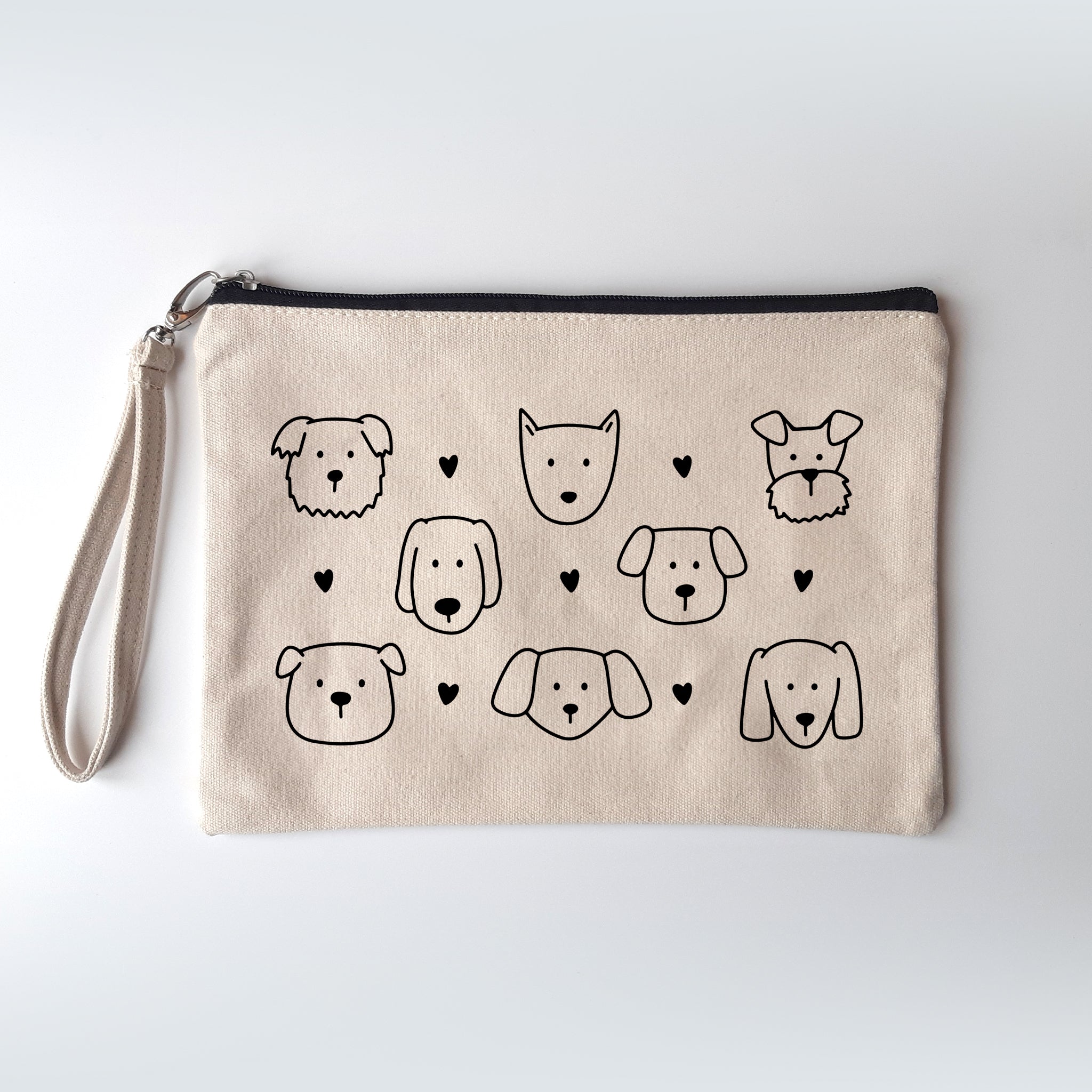Dog Pattern Canvas Pouch – Inky in the Wild