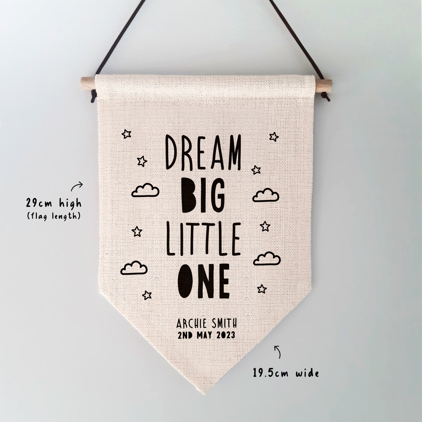 Dream Big Little One Personalised Children's Wall Hanging