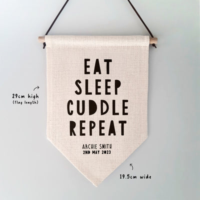 Eat Sleep Cuddle Repeat Personalised Children's Wall Hanging