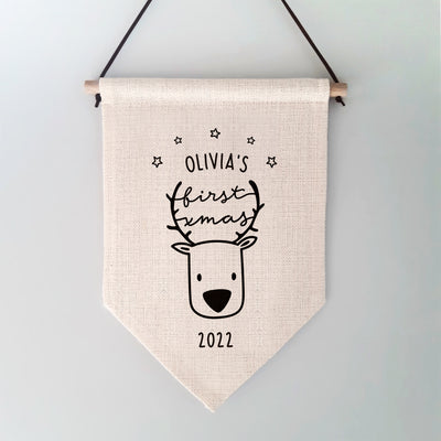 Baby's First Christmas Personalised Children's Wall Hanging