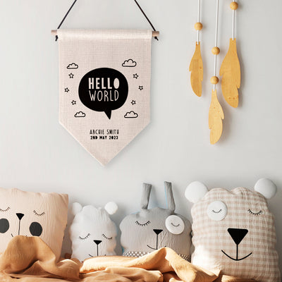 Hello World Personalised Children's Wall Hanging