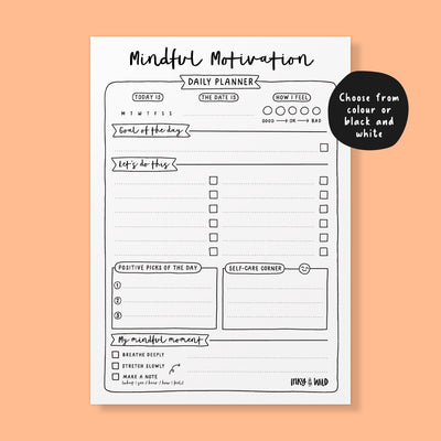 Printable Mindful Motivation Daily Planner (Instant Download)