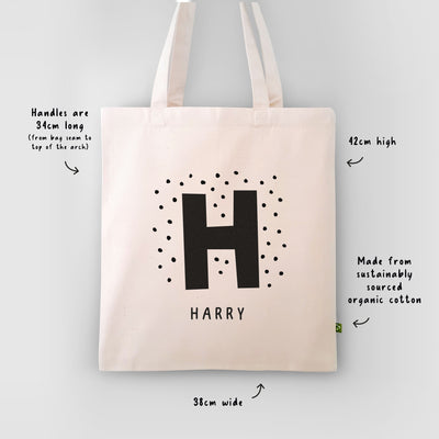 Personalised Initial Monogram Cotton Tote Bag
