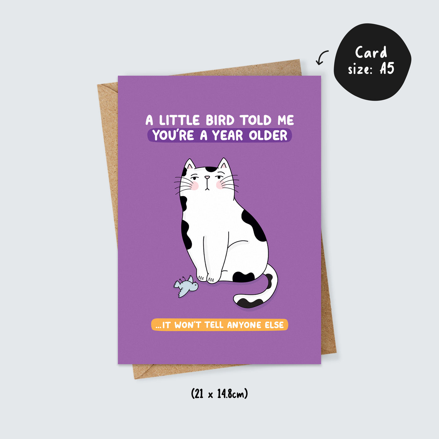 Cat and Dead Bird Birthday Card