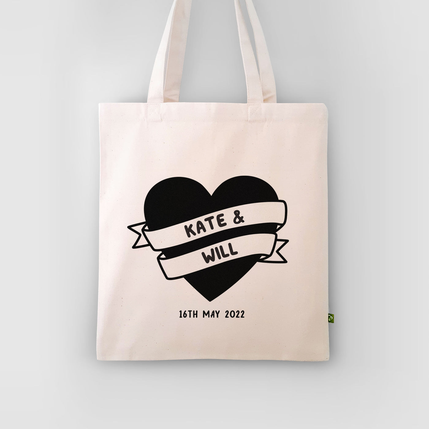 Personalised Love Heart Cotton Tote Bag