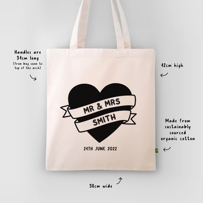 Personalised Love Heart Cotton Tote Bag