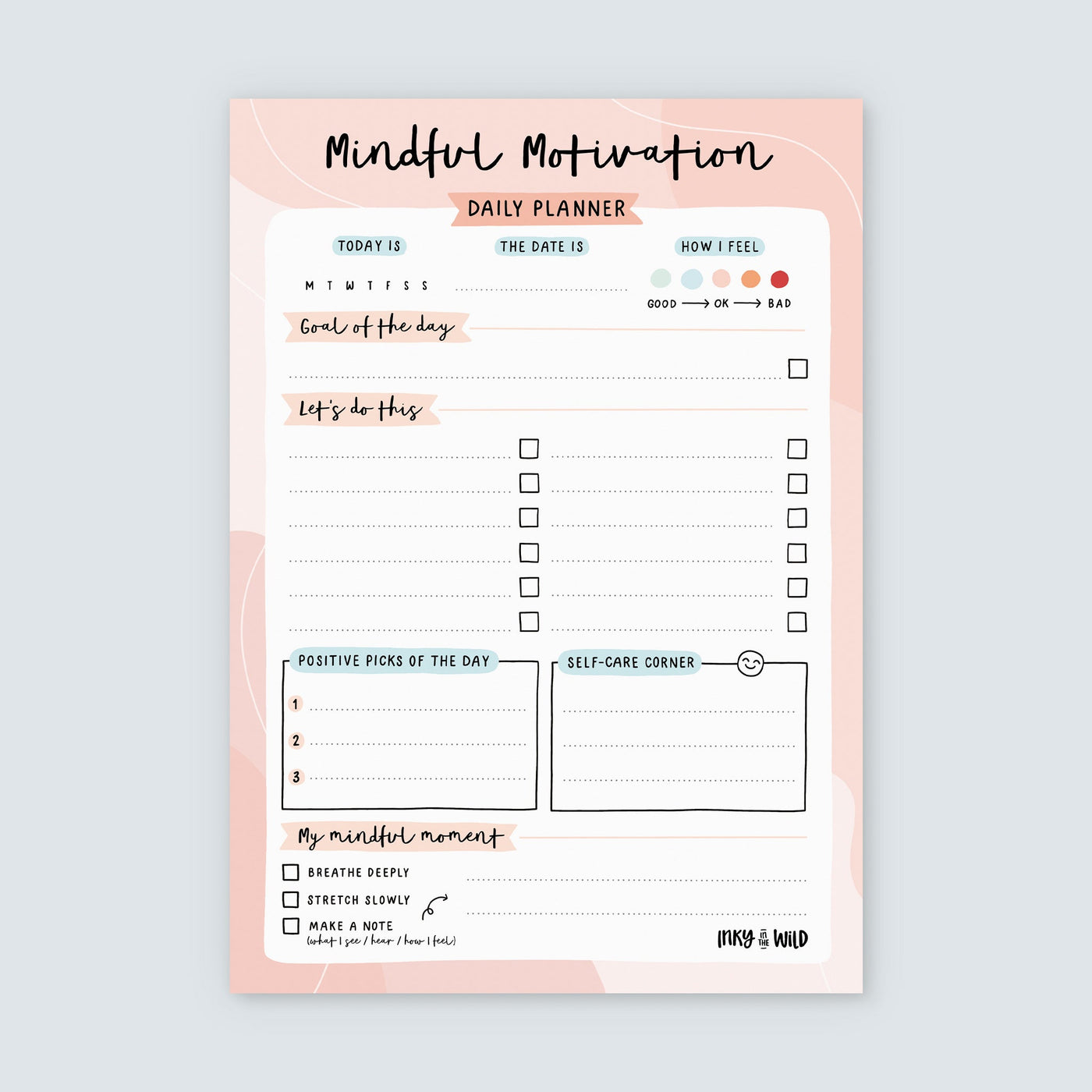 SECONDS SALE - Mindful Motivation Daily Planner Notepad - MINOR DEFECTS