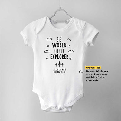 Big World Little Explorer Personalised Baby Bodysuit