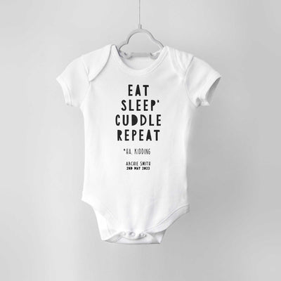 Eat Sleep Cuddle Repeat Personalised Baby Bodysuit