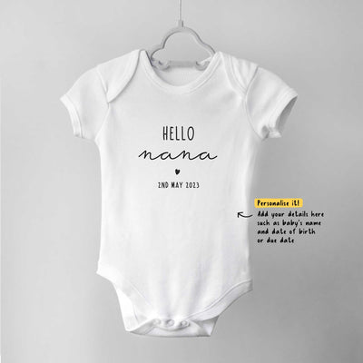 Hello New Baby Personalised Baby Bodysuit