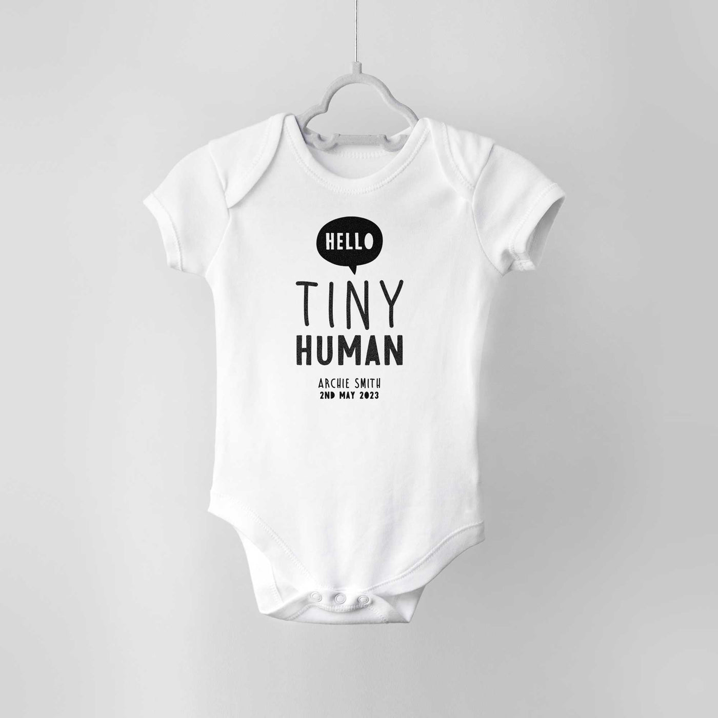 Hello Tiny Human Personalised Baby Bodysuit