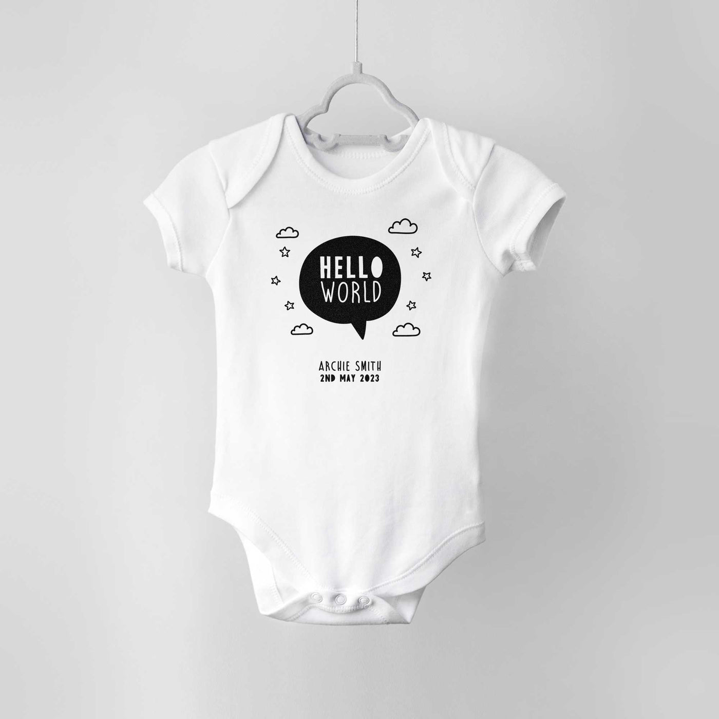 Hello World Personalised Baby Bodysuit