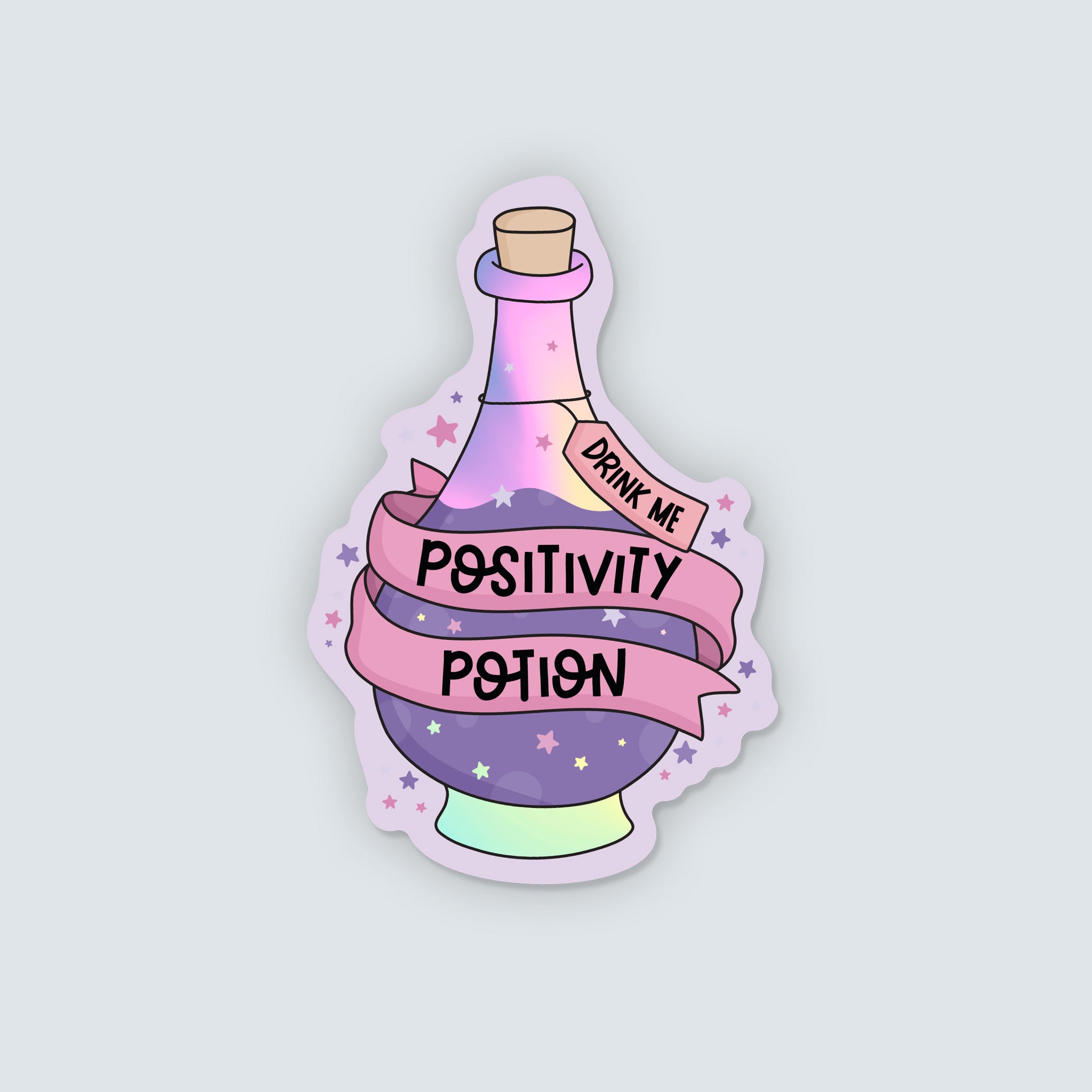 Positivity Potion Holographic Vinyl Sticker – Inky in the Wild