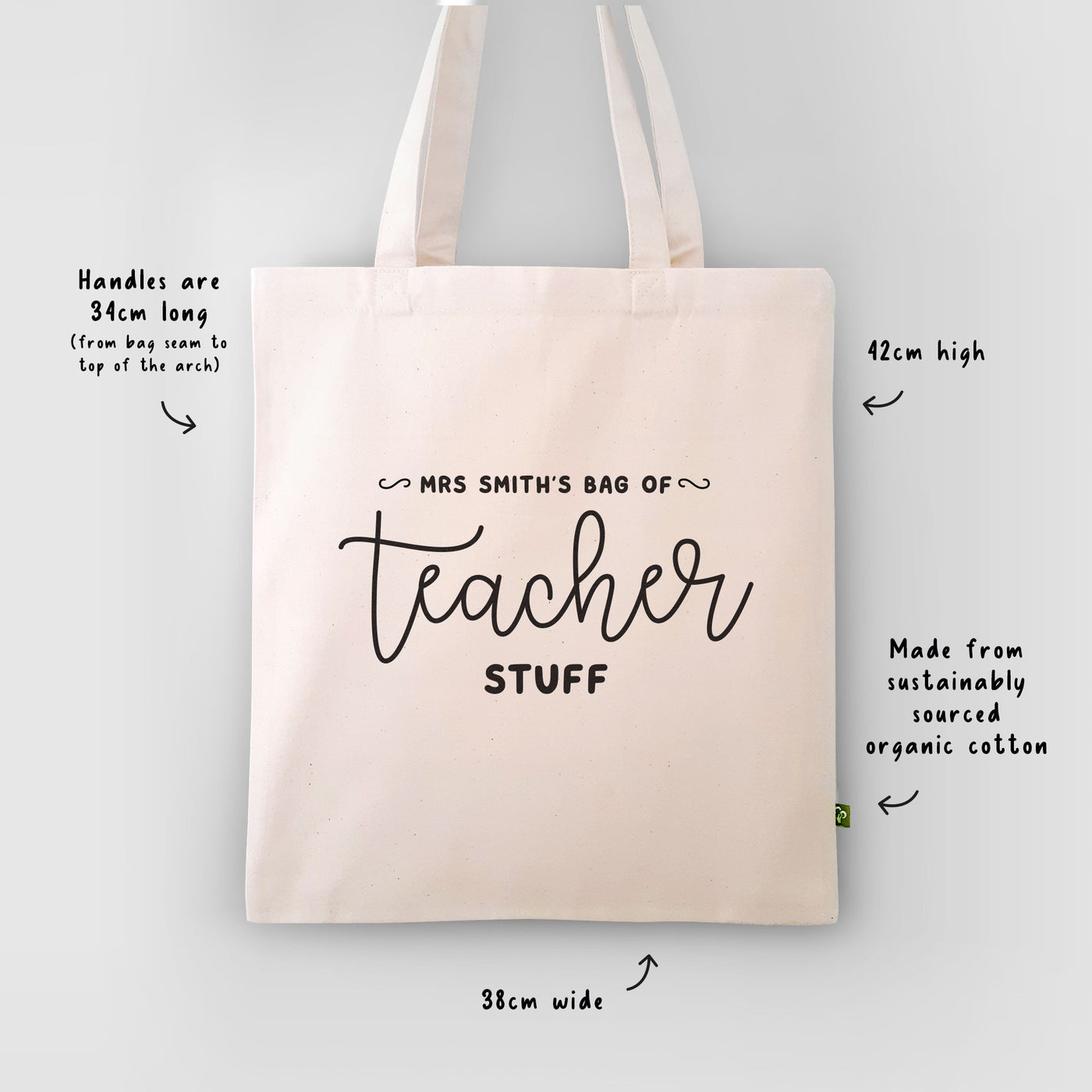 Personalised Teacher Stuff Cotton Tote Bag