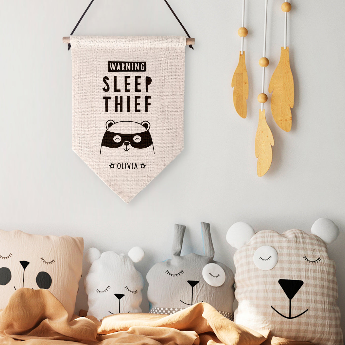 Warning Sleep Thief Personalised Children's Wall Hanging
