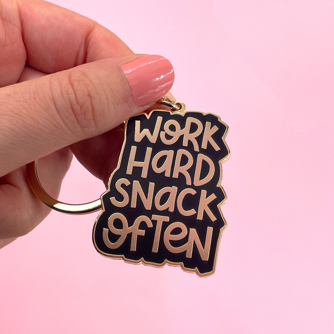 Work Hard Snack Often Enamel Keychain