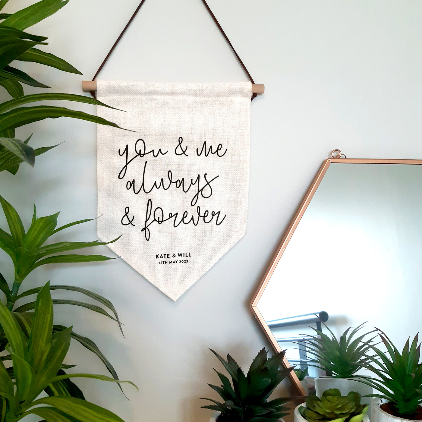 You and Me Always Personalised Wall Hanging